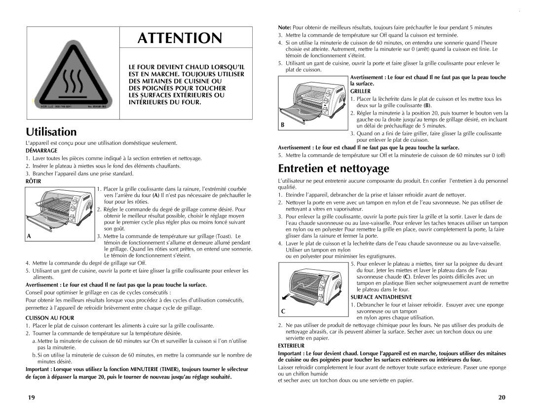 Black & Decker CTO649 manual Utilisation, Entretien et nettoyage 