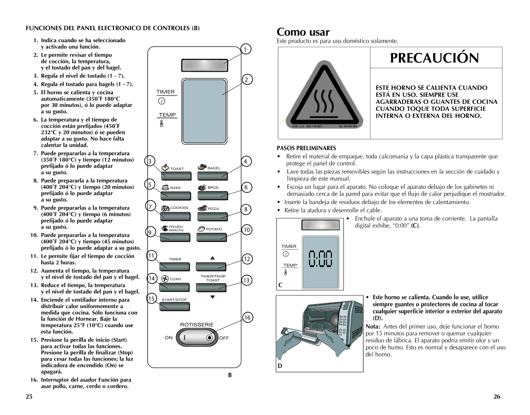 Black & Decker CTO7100B manual Como usar 