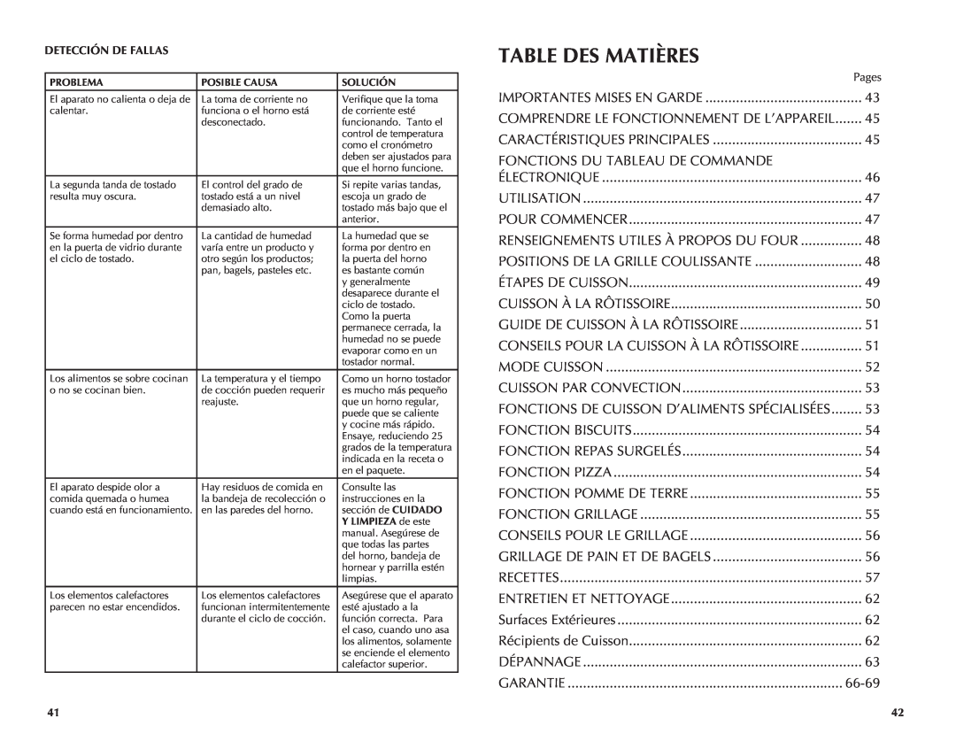 Black & Decker CTO7100B manual Table Des Matières 
