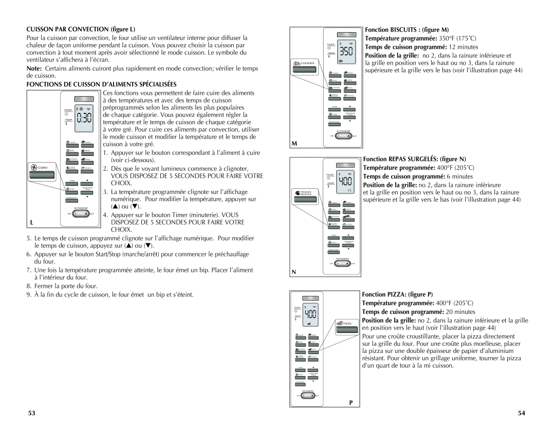 Black & Decker CTO7100B manual CUISSON PAR CONVECTION figure L 