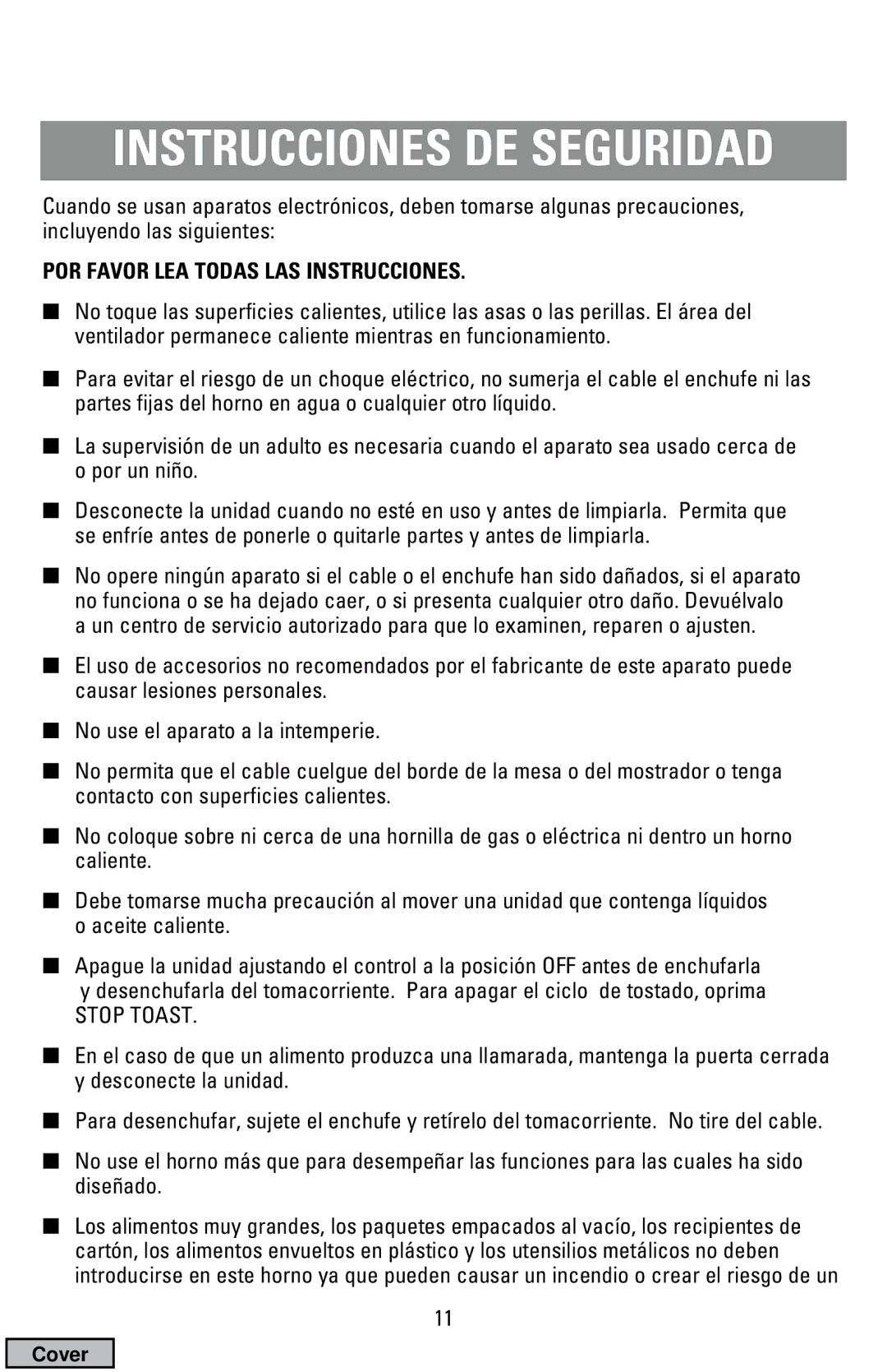 Black & Decker CTO9000 manual Instrucciones DE Seguridad 