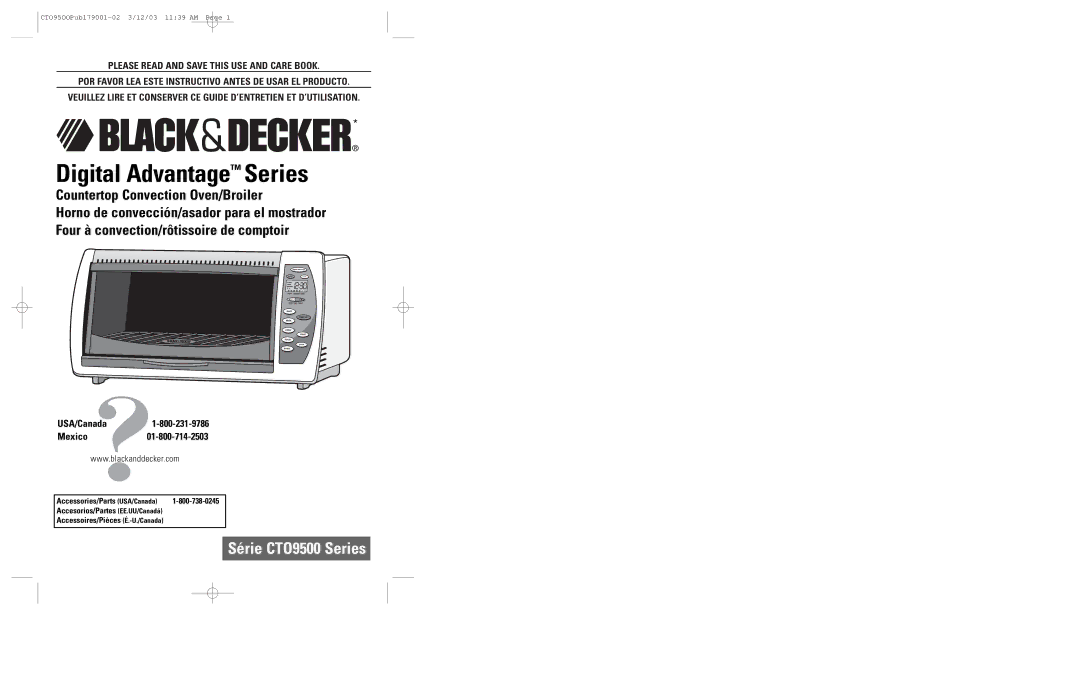 Black & Decker manual Digital Advantage Series, Série CTO9500 Series 