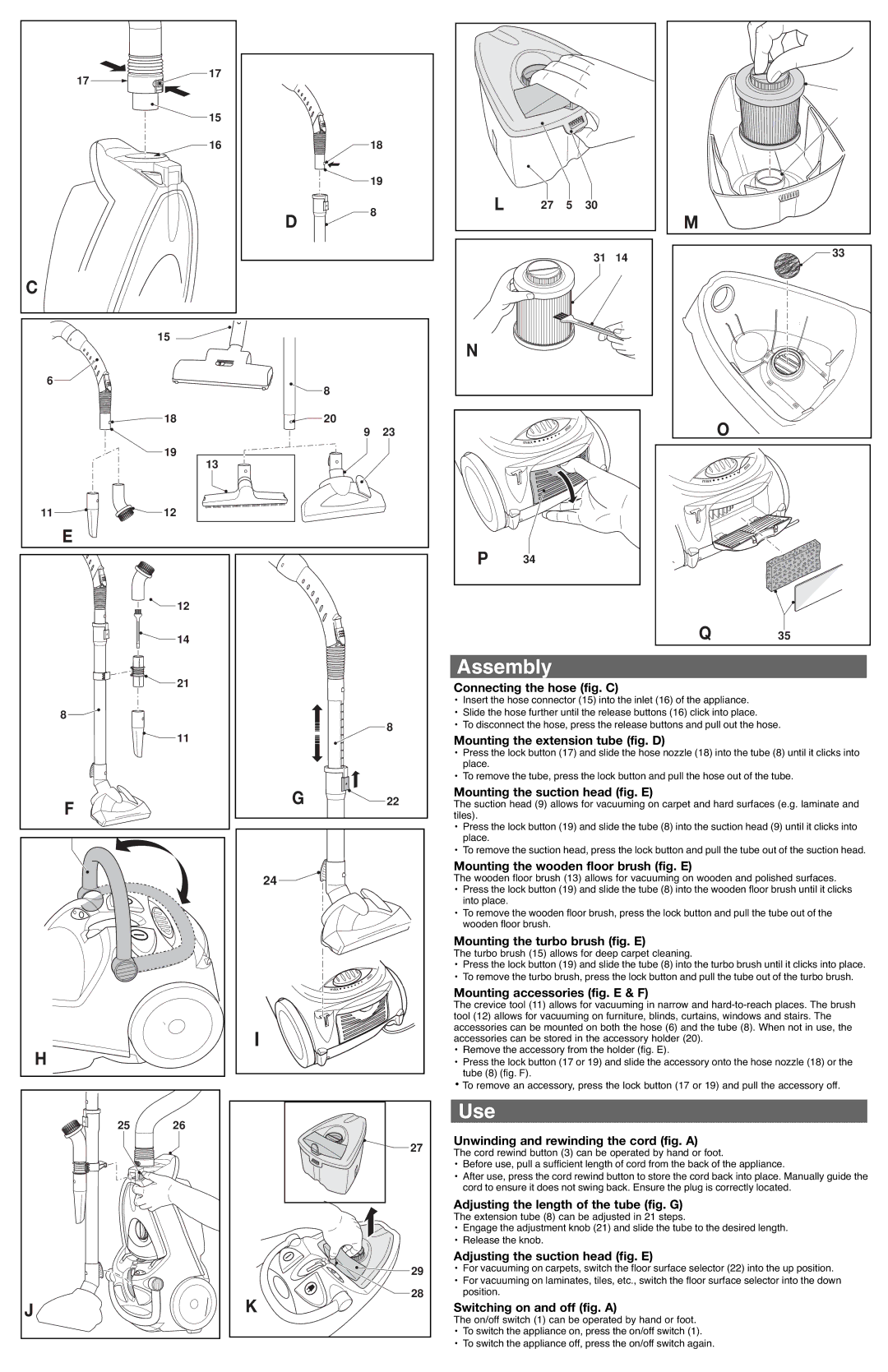 Black & Decker CV1400, 586737-03 instruction manual Assembly, Use 