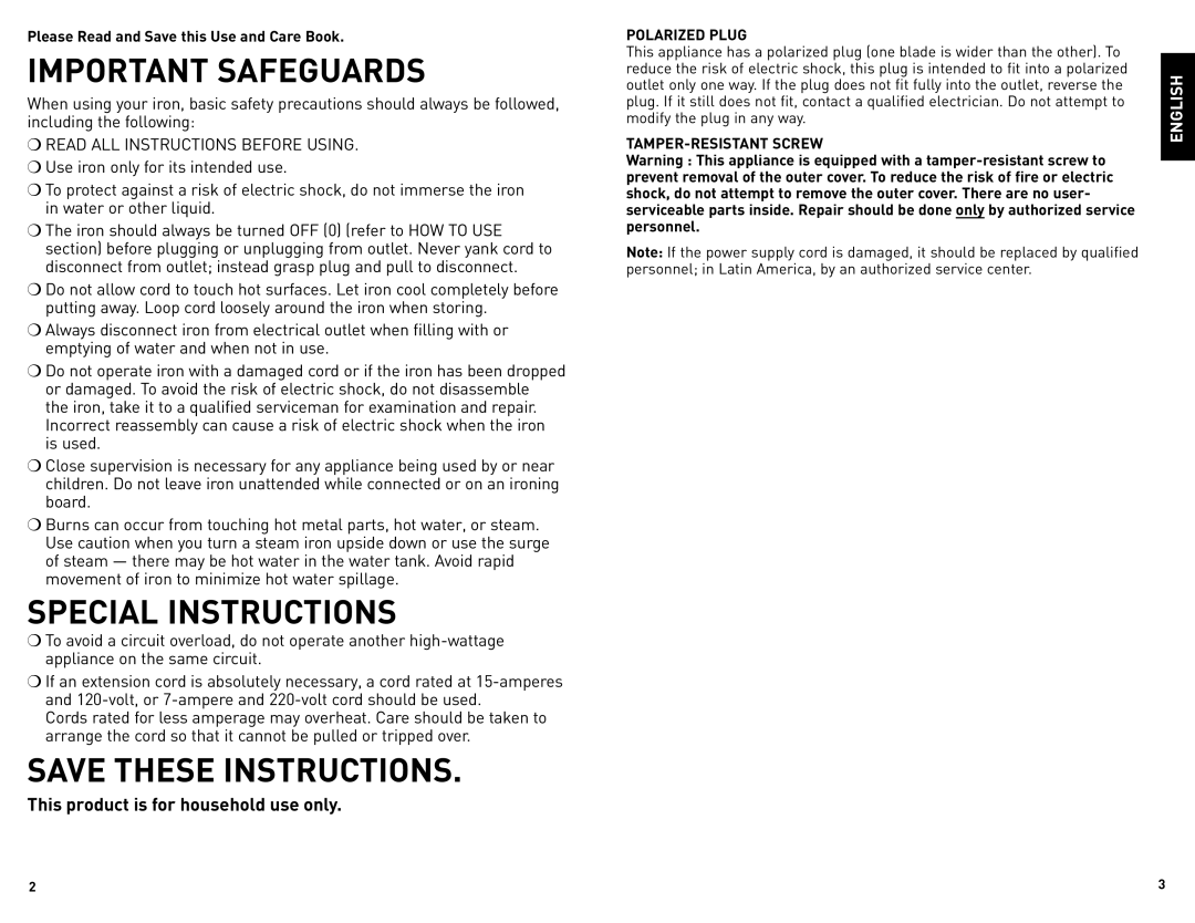 Black & Decker D1500C manual Important Safeguards, Please Read and Save this Use and Care Book 