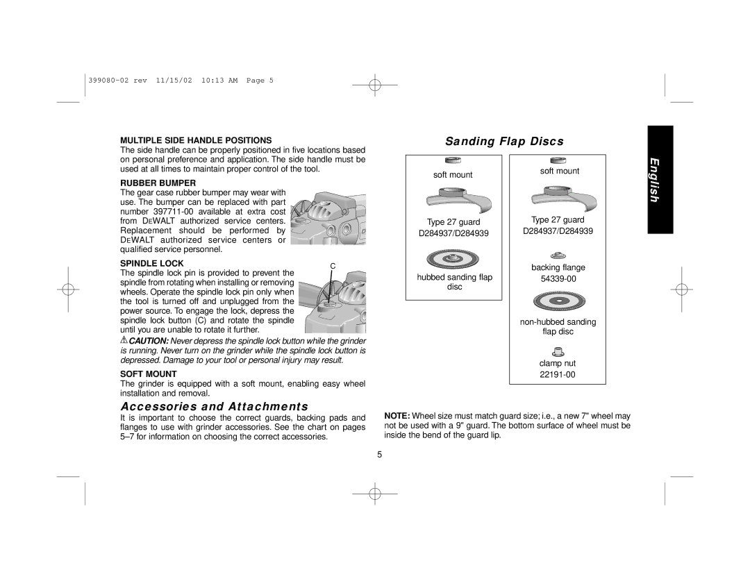 Black & Decker D28499, D28494, D28497, D28493, D28474, 399080-02 manual Sanding Flap Discs, Accessories and Attachments 