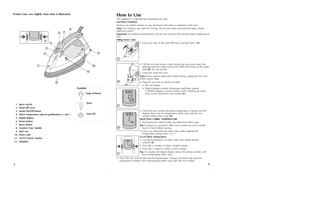 Black & Decker D5000, D5500 manual How to Use, Product may vary slightly from what is illustrated, Symbols, Getting Started 