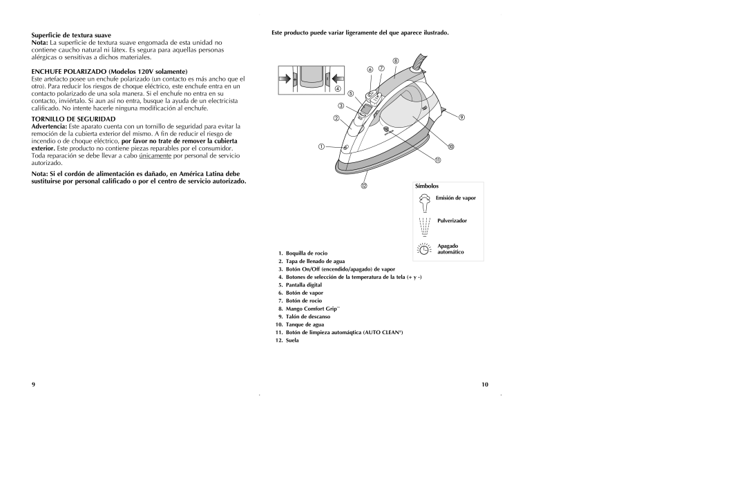 Black & Decker D5500, D5000 manual Tornillo DE Seguridad, Pulverizador, Apagado 