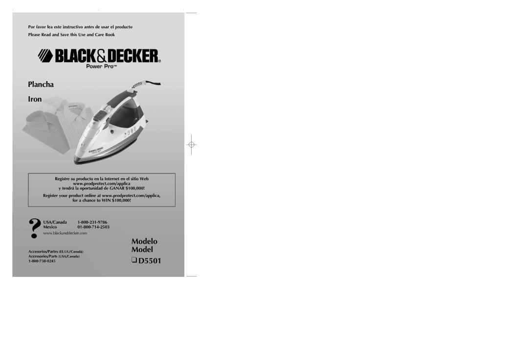 Black & Decker D5501 manual Plancha Iron 