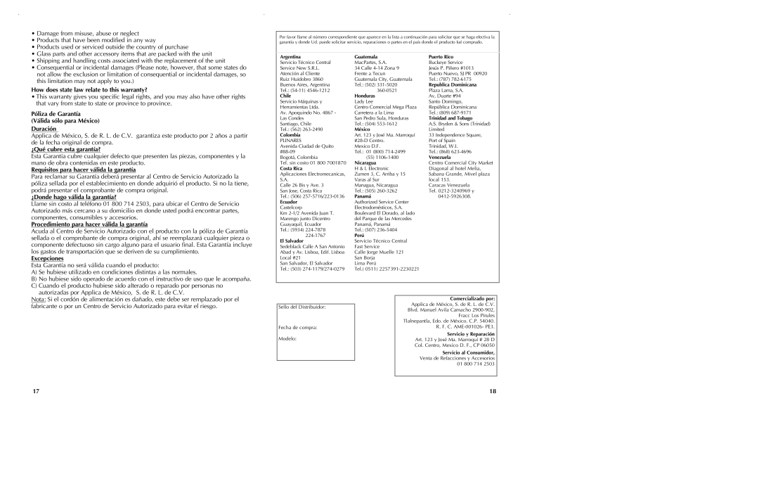 Black & Decker D5501 manual How does state law relate to this warranty?, Duración, ¿Qué cubre esta garantía?, Excepciones 