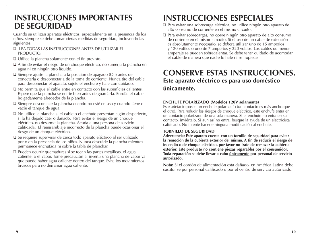 Black & Decker D6000C, D6500C manual Instrucciones Especiales 