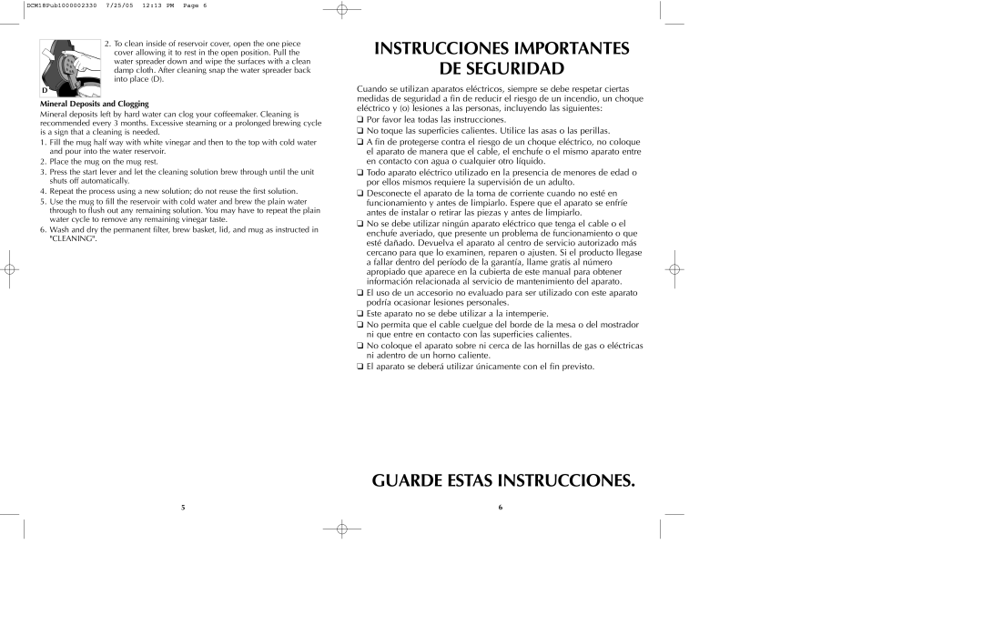 Black & Decker DCM18 manual Instrucciones Importantes De Seguridad, Guarde Estas Instrucciones 