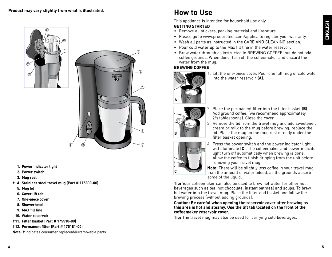 Black & Decker DCM18S manual How to Use, Brewing Coffee 