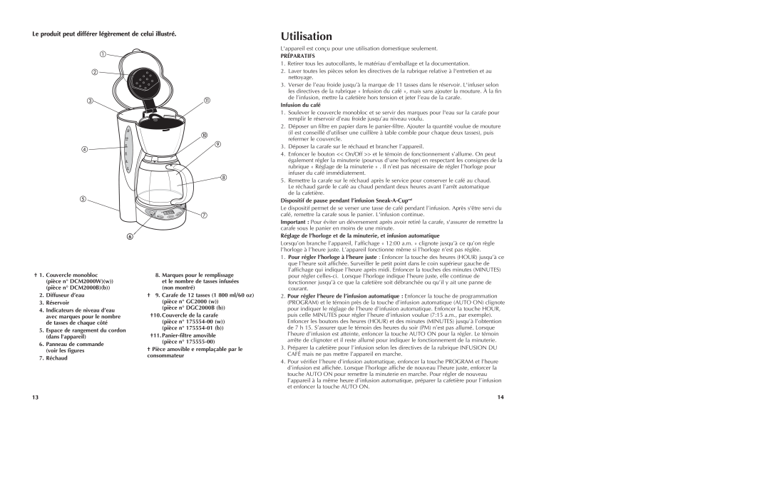 Black & Decker DCM2000W manual Utilisation 