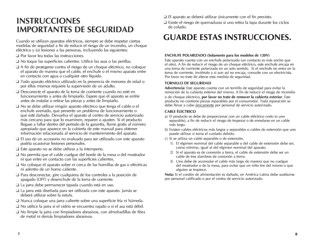 Black & Decker DCM2900W manual Guarde Estas Instrucciones, Instrucciones Importantes De Seguridad 