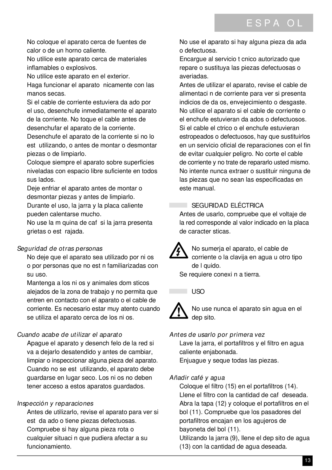 Black & Decker DCM310 manual Seguridad de otras personas, Cuando acabe de utilizar el aparato, Inspección y reparaciones 