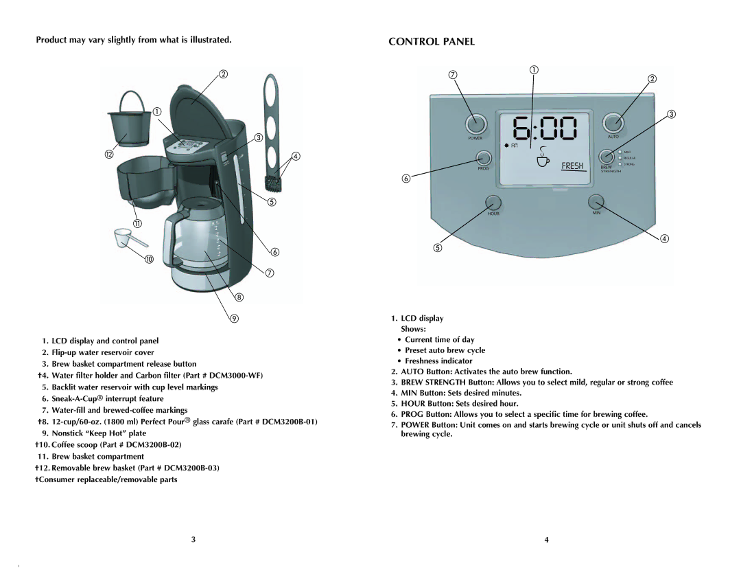 Black & Decker DCM3250B manual 600, Product may vary slightly from what is illustrated 