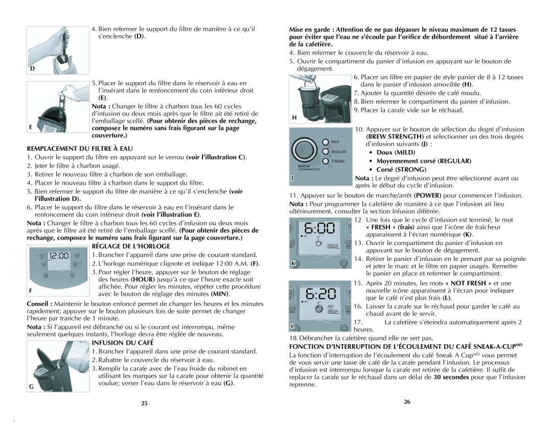 Black & Decker DCM3250B manual AM600, Bien refermer le compartiment du panier d’infusion, couverture, l’illustration D 