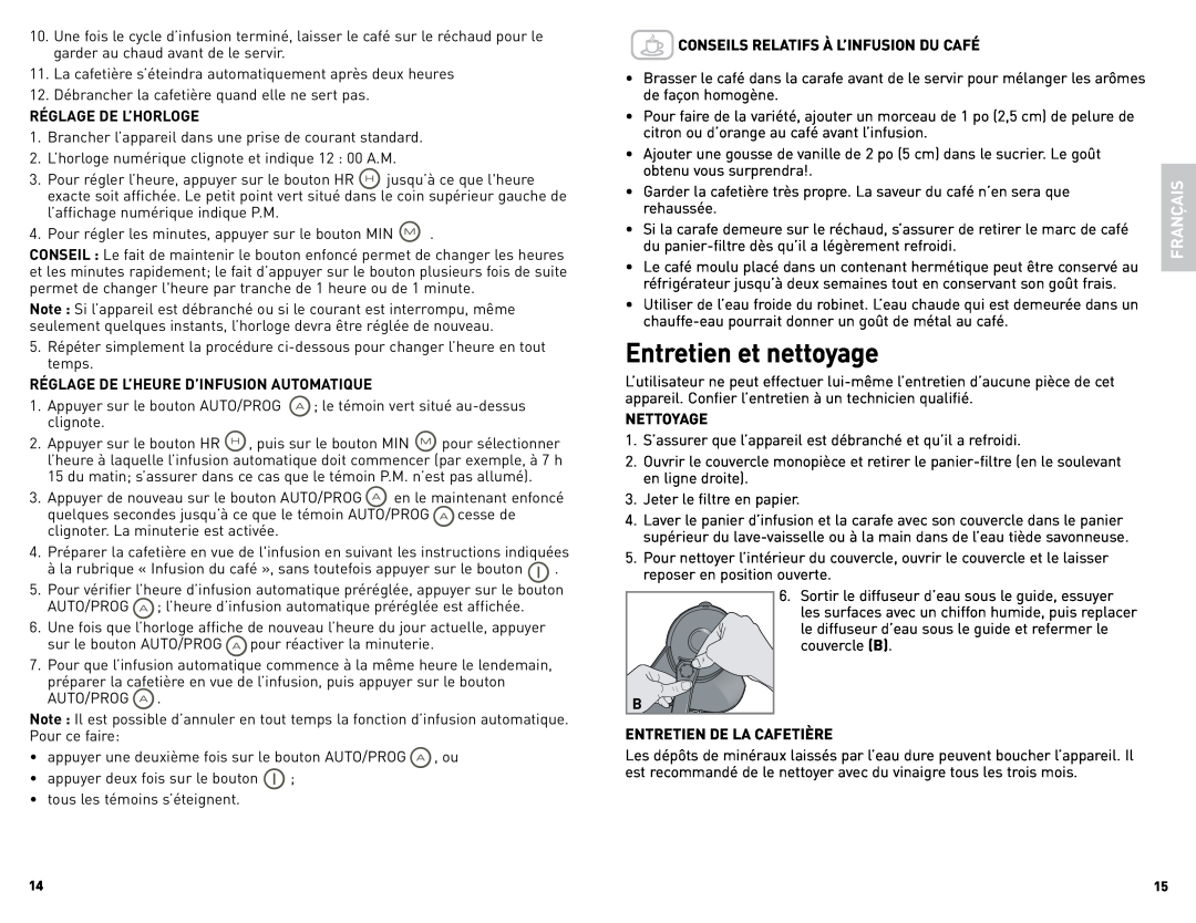 Black & Decker DCM675BFC manual Entretien et nettoyage, Français 