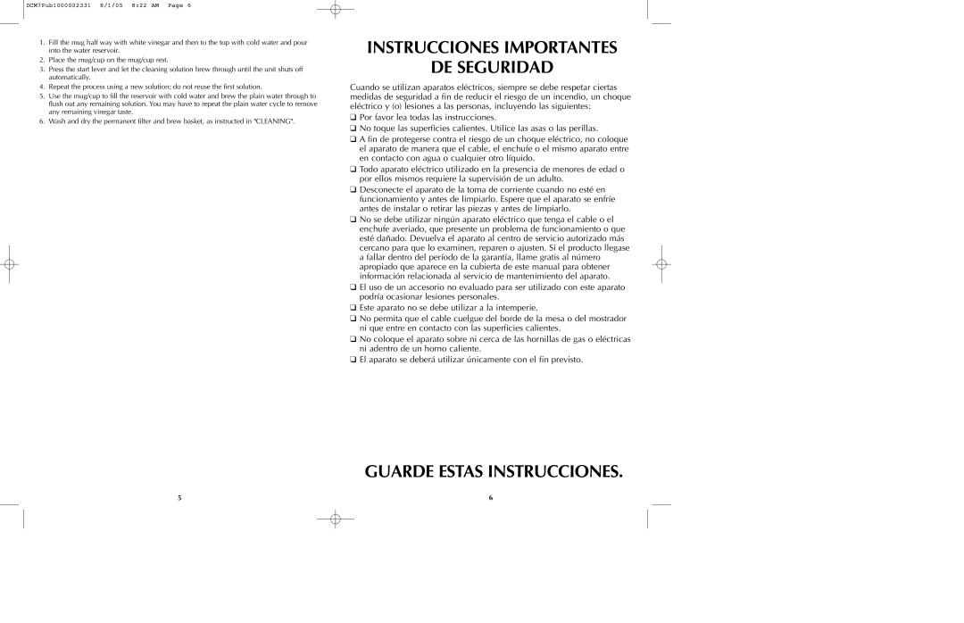 Black & Decker DCM7 manual Instrucciones Importantes DE Seguridad, Guarde Estas Instrucciones 