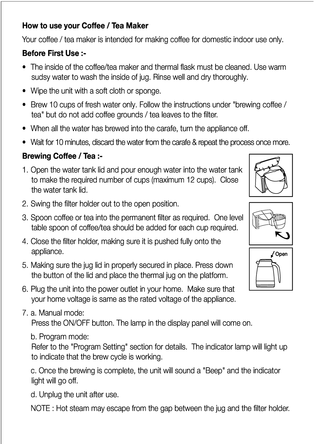 Black & Decker DCM85 manual How to use your Coffee / Tea Maker, Before First Use, Brewing Coffee / Tea 