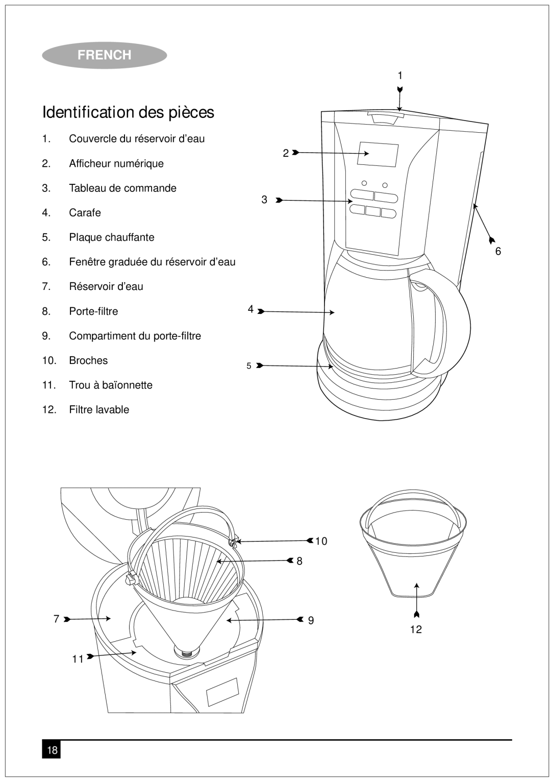 Black & Decker DCM90 manual Identification des pièces 