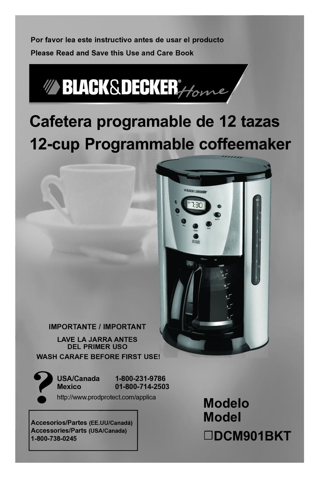 Black & Decker DCM901BKT manual Modelo, USA/Canada Mexico 