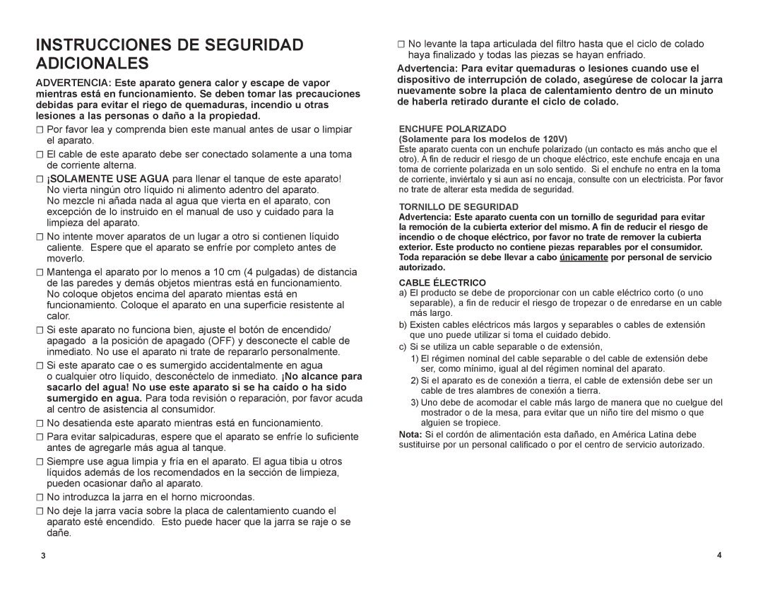 Black & Decker DCM901BKT manual Instrucciones DE Seguridad Adicionales, Cable Électrico 