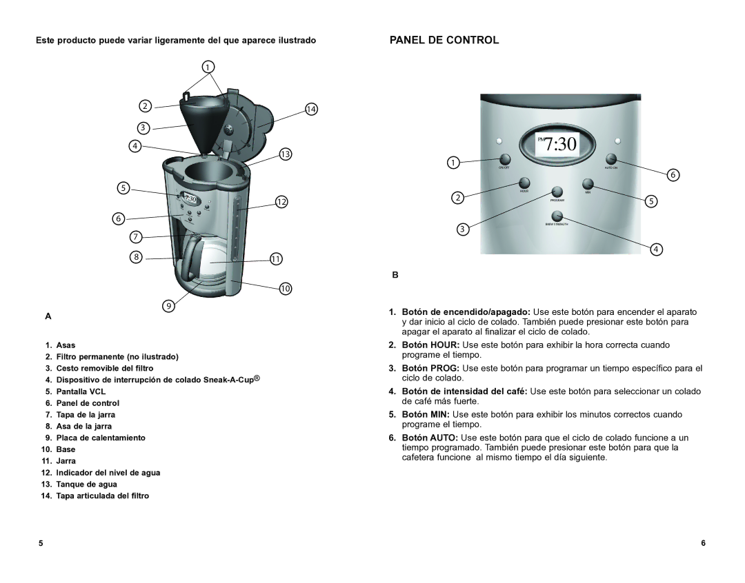 Black & Decker DCM901BKT manual Panel DE Control 