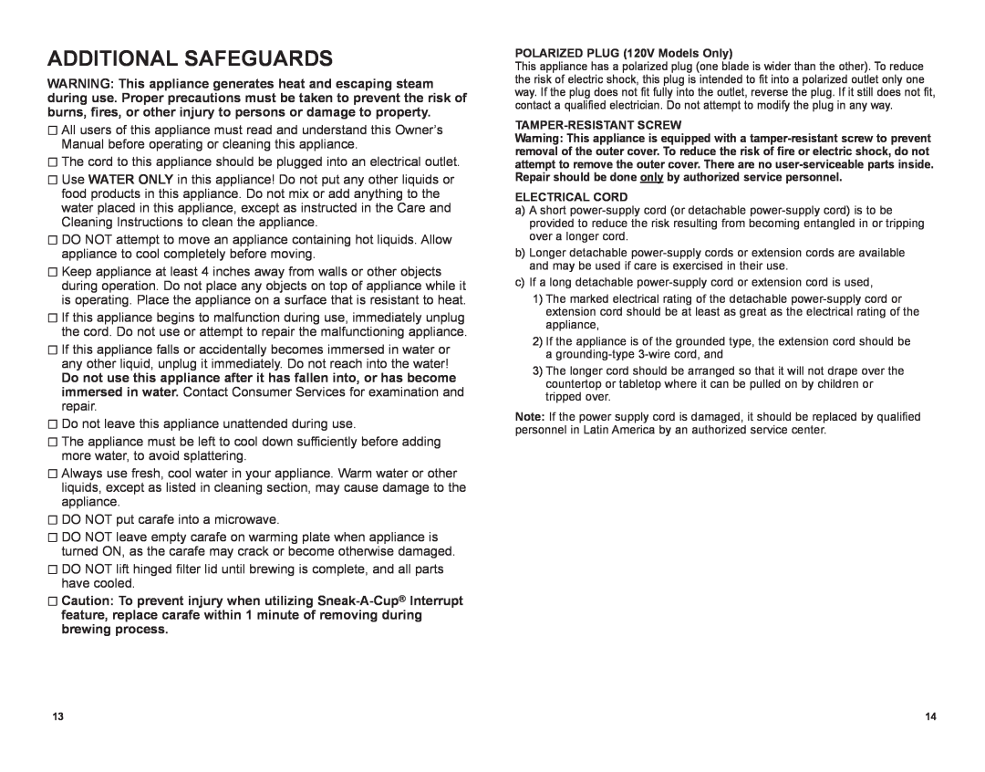Black & Decker DCM901BKT manual Additional Safeguards 