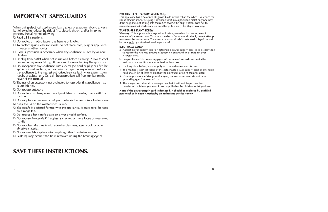 Black & Decker DE710 manual Important Safeguards, Save These Instructions 