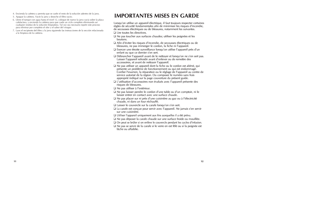 Black & Decker DE755B manual Importantes Mises En Garde 