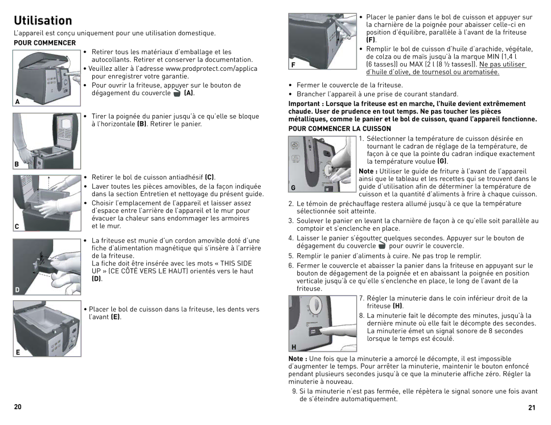 Black & Decker DF450C manual Utilisation, Pour Commencer LA Cuisson 