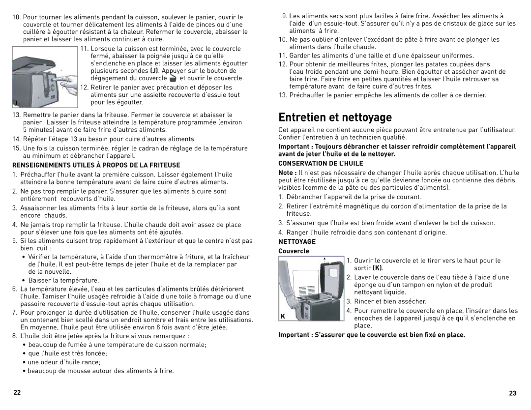 Black & Decker DF450C manual Entretien et nettoyage, Renseignements Utiles À Propos DE LA Friteuse, Conservation DE L’HUILE 