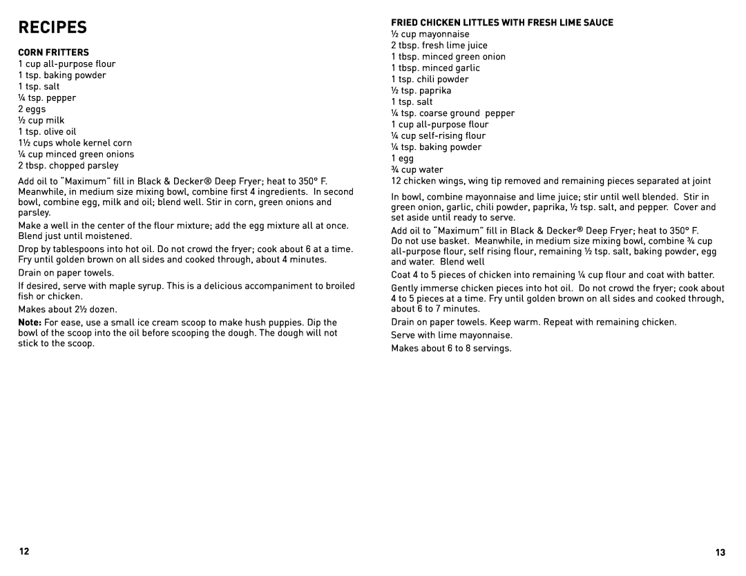 Black & Decker DF450C manual Recipes 