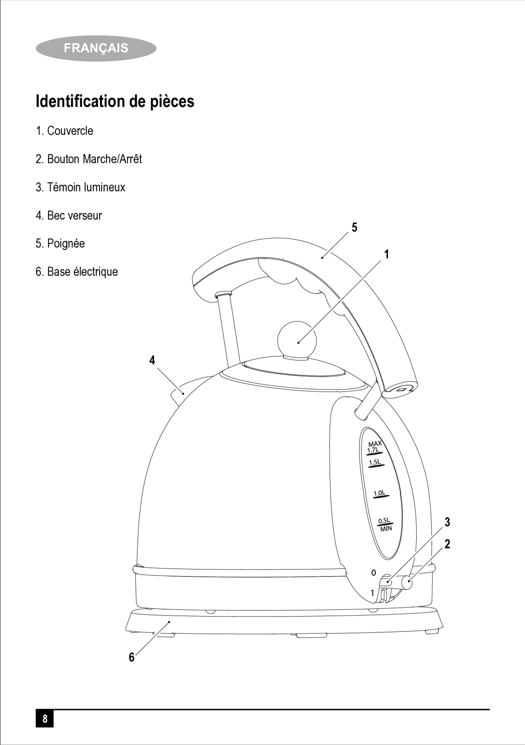 Black & Decker DK35 manual Identiﬁcation de pièces 