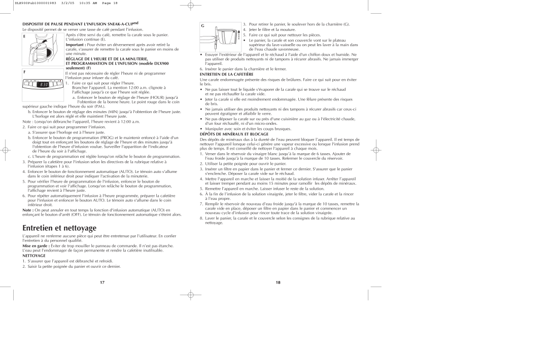 Black & Decker DLX850 DLX900 manual Entretien et nettoyage 