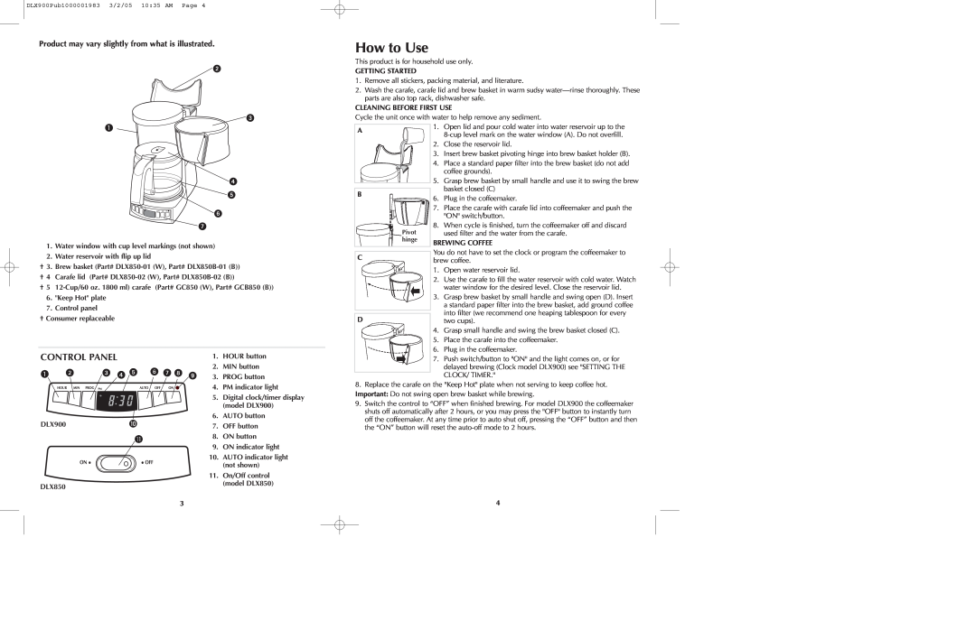 Black & Decker DLX850 DLX900 manual How to Use, Control Panel 
