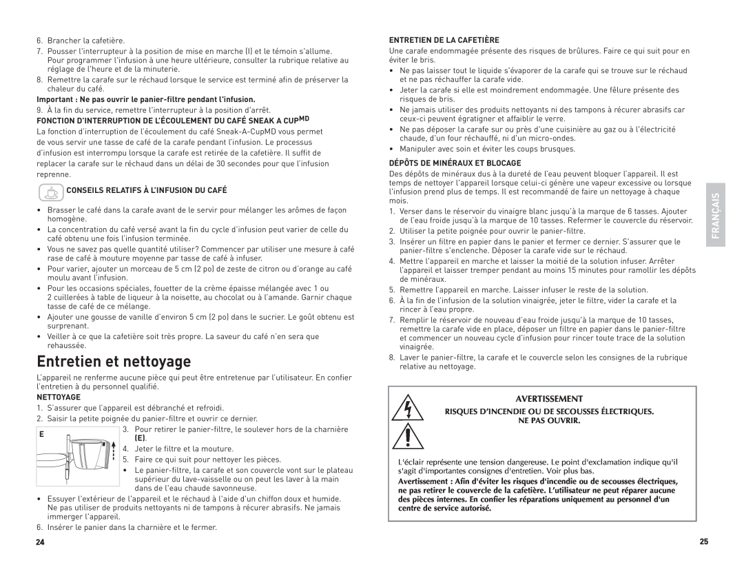 Black & Decker DLX850B manual Entretien et nettoyage, Avertissement 