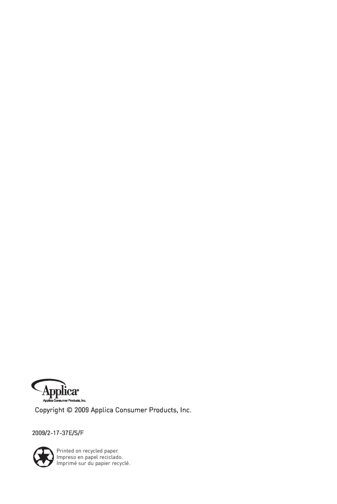 Black & Decker DLX850B Copyright 2009 Applica Consumer Products, Inc, 2009/2-17-37E/S/F, Imprimé sur du papier recyclé 