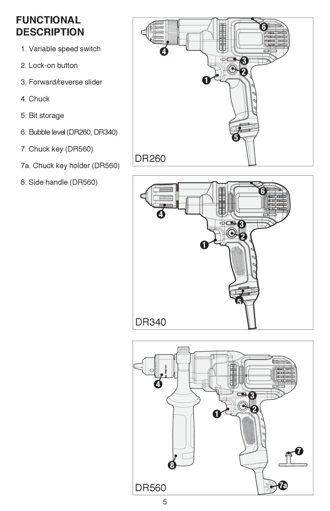 Black & Decker DR260BR instruction manual DR340 DR560 