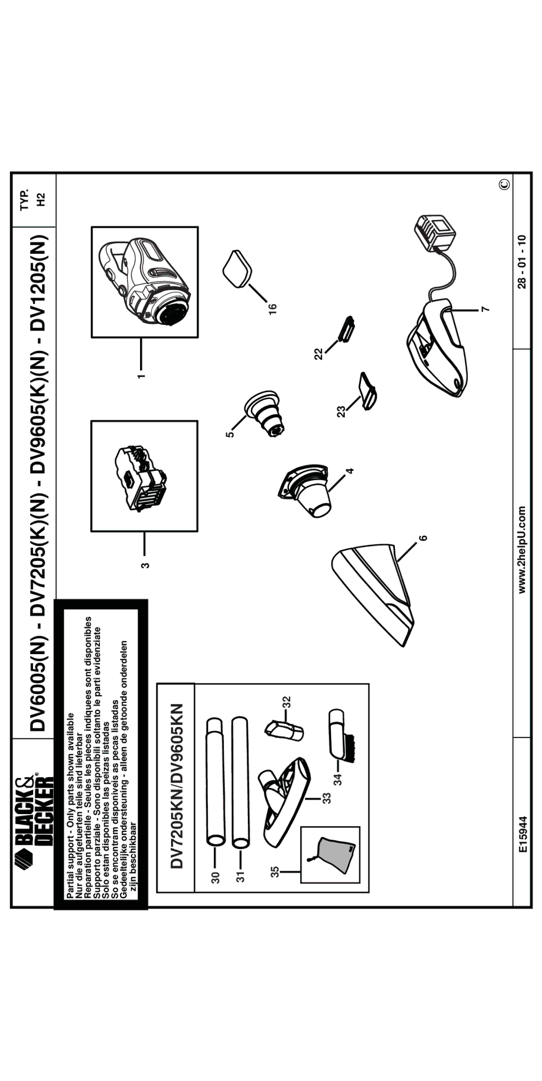 Black & Decker DV12XXY, DV96XXY, DV60XXY, DV72XXY manual DV6005N DV7205KN DV9605KN DV1205N 