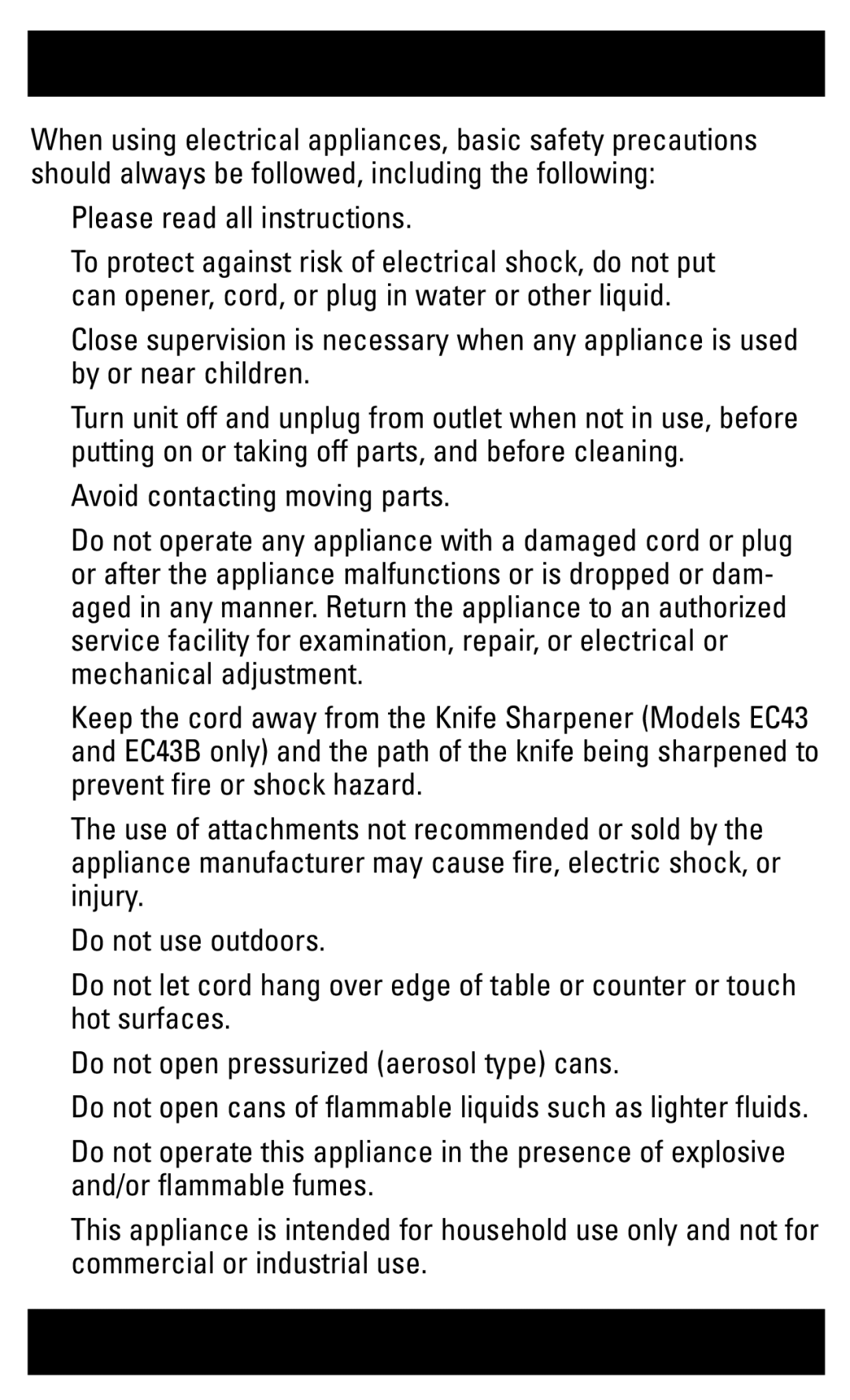 Black & Decker EC43B, EC43, EC42C manual Important Safeguards, Please read all instructions 