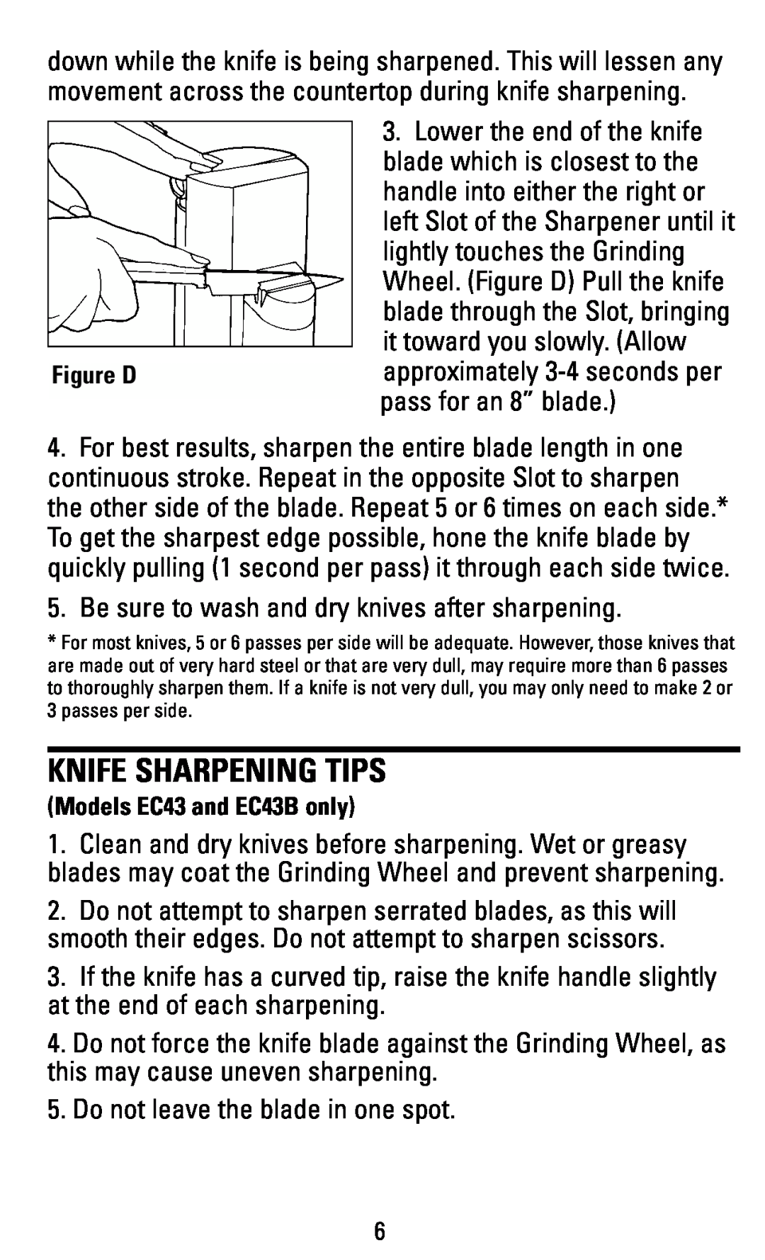 Black & Decker EC43B, EC43, EC42C manual Knife Sharpening Tips 