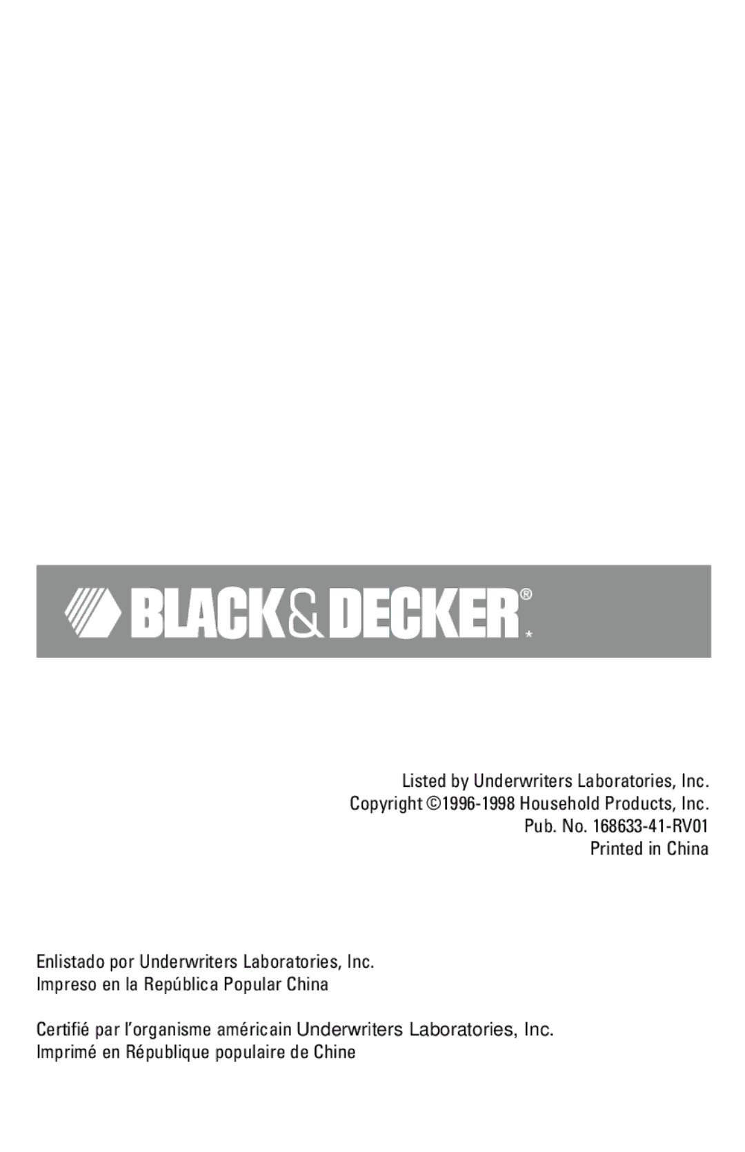 Black & Decker EC500B manual Cover 