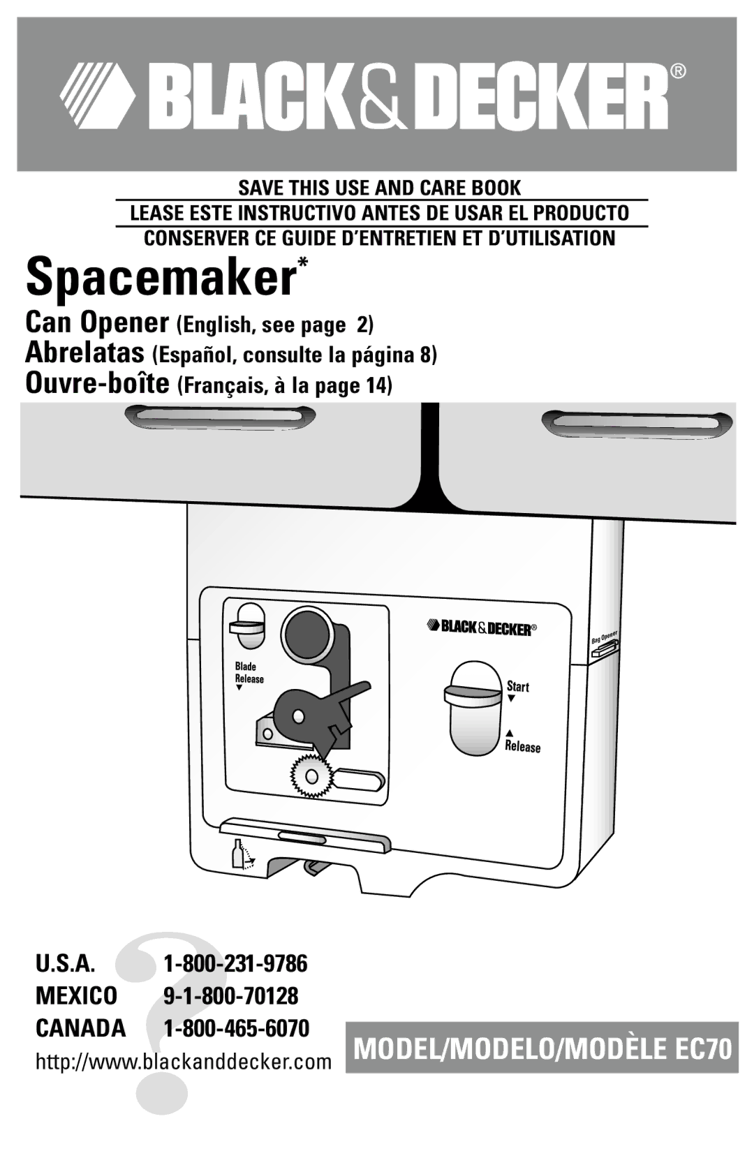 Black & Decker EC70 manual Spacemaker 