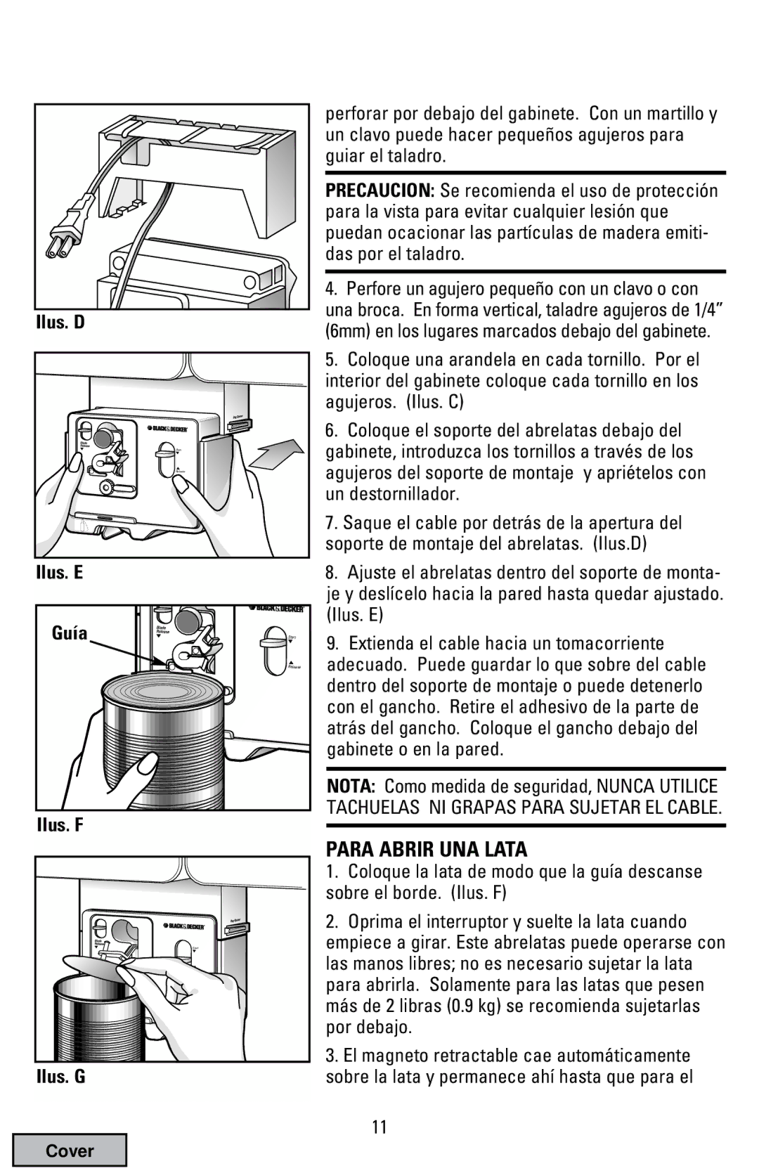 Black & Decker EC70 manual Para Abrir UNA Lata, Guía 