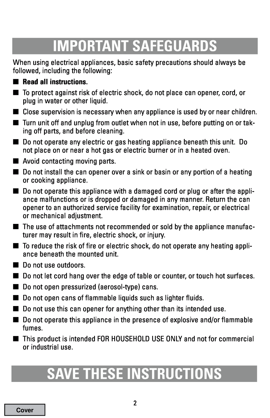 Black & Decker EC70 manual Important Safeguards, Save These Instructions, Read all instructions 
