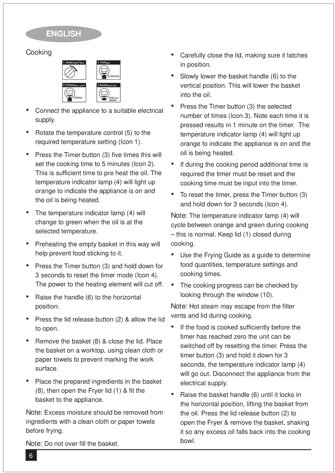 Black & Decker EF2550 manual Cooking 