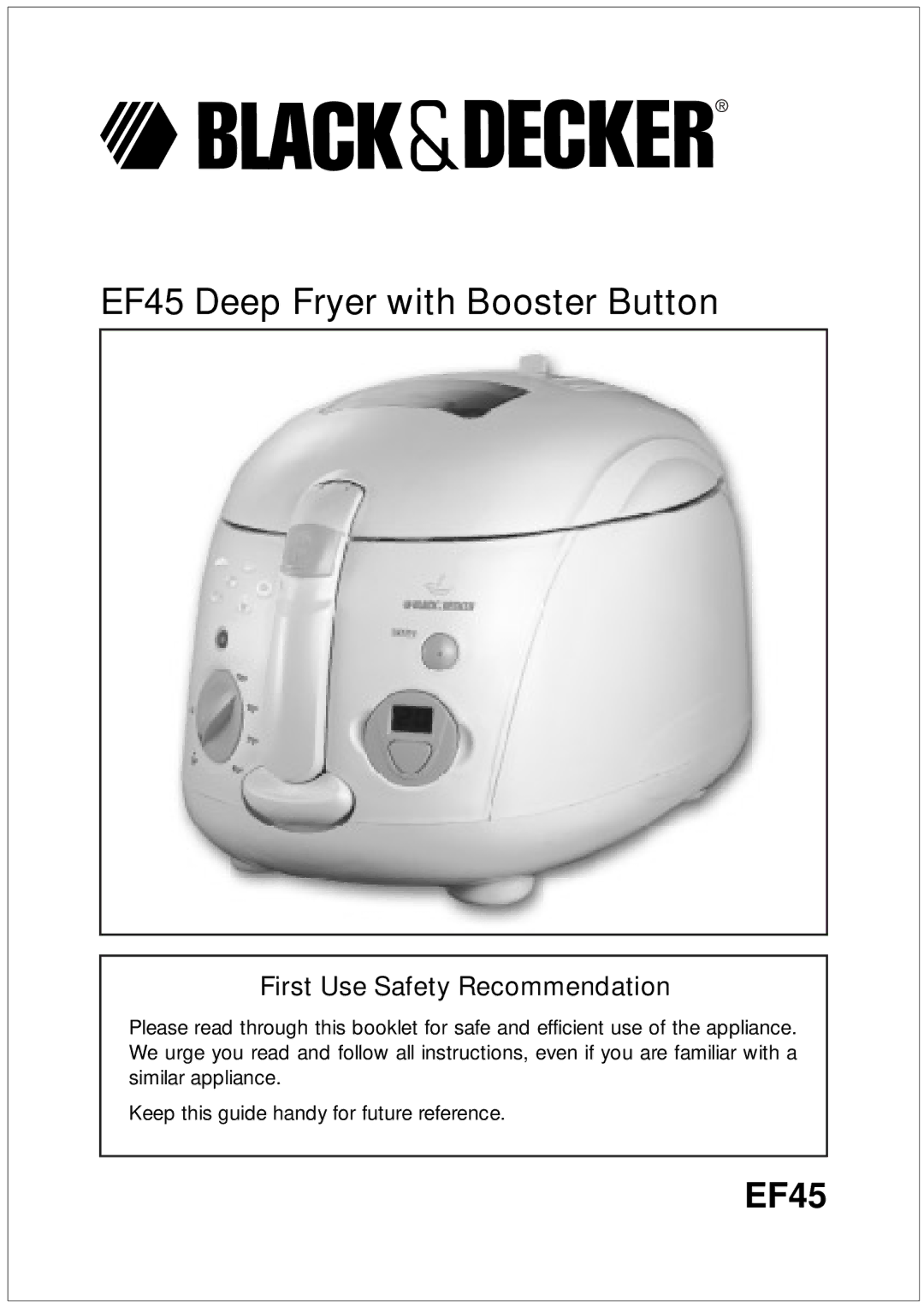 Black & Decker manual EF45 Deep Fryer with Booster Button 