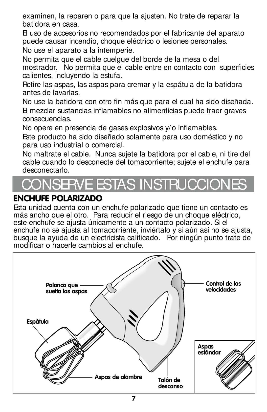 Black & Decker EHM80, EHM90 manual Conserve Estas Instrucciones, Enchufe Polarizado 